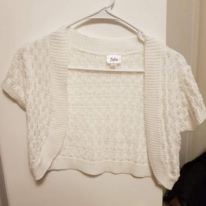 SOLD - White cropped knit cover up